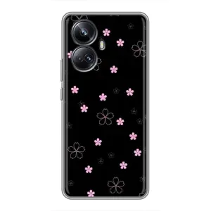 Чохол з розовим принтом для Realme 10 Pro Plus (Рожеві квіти на чорному)