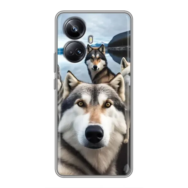 Чехол с принтом «Селфи ХАски» для Realme 10 Pro Plus