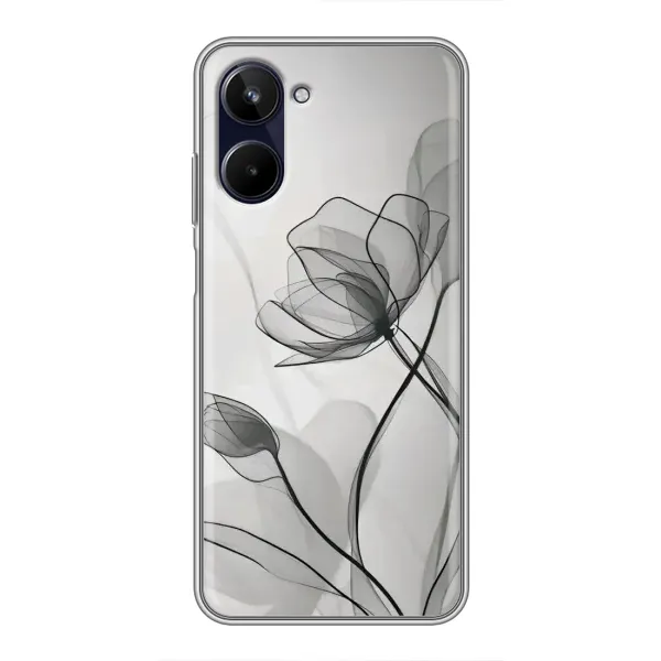 Чохол з принтом «Чорні квіти» для Realme 10