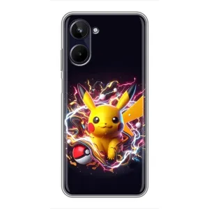 Чехол с Пикачу на Realme 10 (Пикачу с мячом)