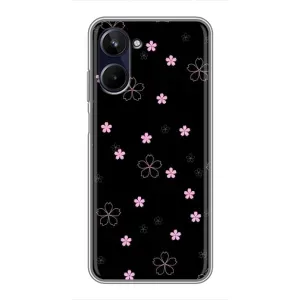 Чохол з розовим принтом для Realme 10 (Рожеві квіти на чорному)