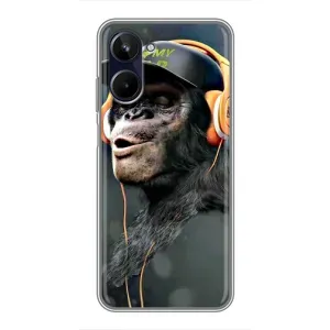 Чехол с Обезьянами Realme 10 - (AlphaPrint) (В наушниках)