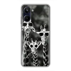 Силиконовый чехол с КАРТИНКАМИ лето для Realme 10 (AlphaPrint) (Жирафы в очках)