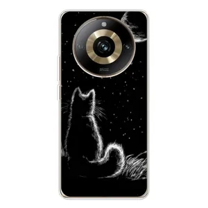 Чехол с принтом для Realme 11 Pro 5G (AlphaPrint) Модные коты (Котик и луна)