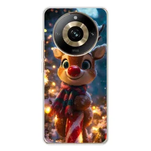 Яскравий чохол для Realme 11 Pro 5G з Зимові Оленята (Олень з шарфом)