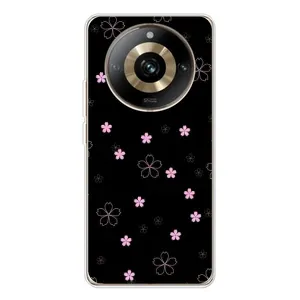 Чохол з розовим принтом для Realme 11 Pro 5G (Рожеві квіти на чорному)
