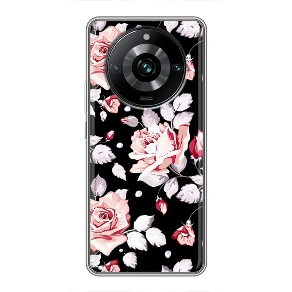 Чехол с принтом «Цветочки на черном» для Realme 11 Pro Plus