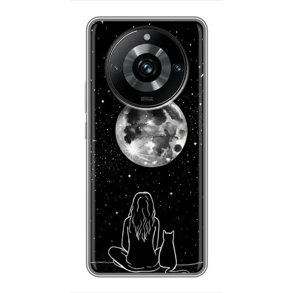 Чохол з принтом «Дівчина з котом» для Realme 11 Pro Plus