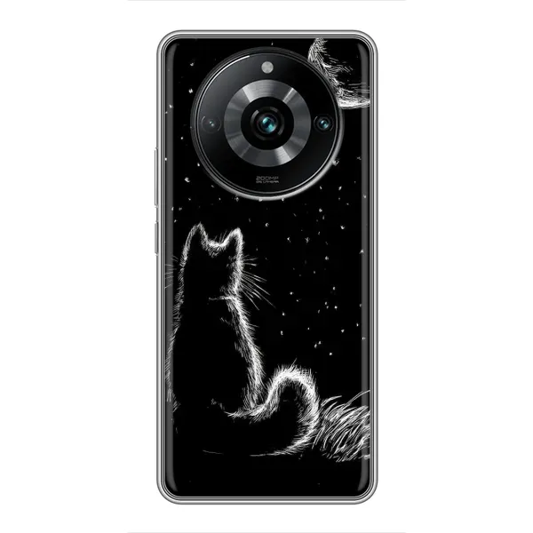 Чохол з принтом «Котик і місяць» для Realme 11 Pro Plus