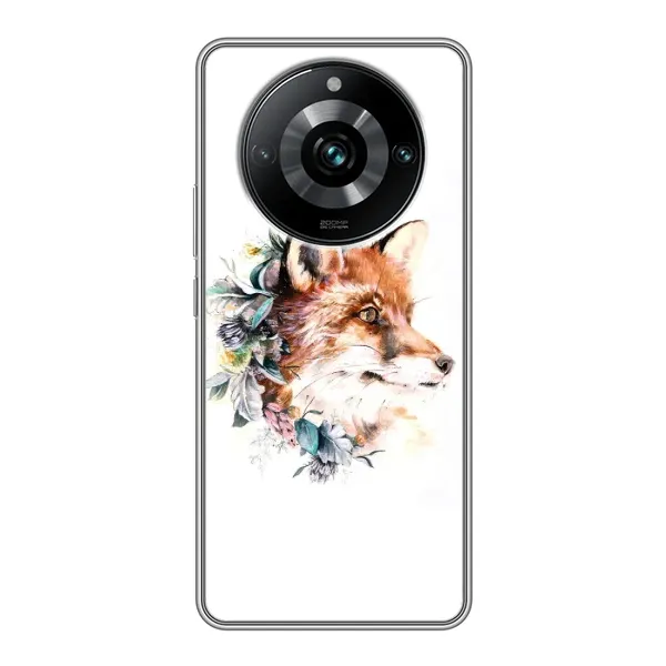 Чехол с принтом «Лисичка в цветочках» для Realme 11 Pro Plus