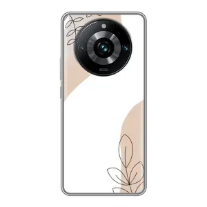 Силконовий чохол з принтом в квітах на Realme 11 Pro Plus (Нюдова гілочка абстракція)