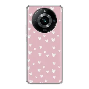 Чохол з розовим принтом для Realme 11 Pro Plus (Сердечки на рожевому)