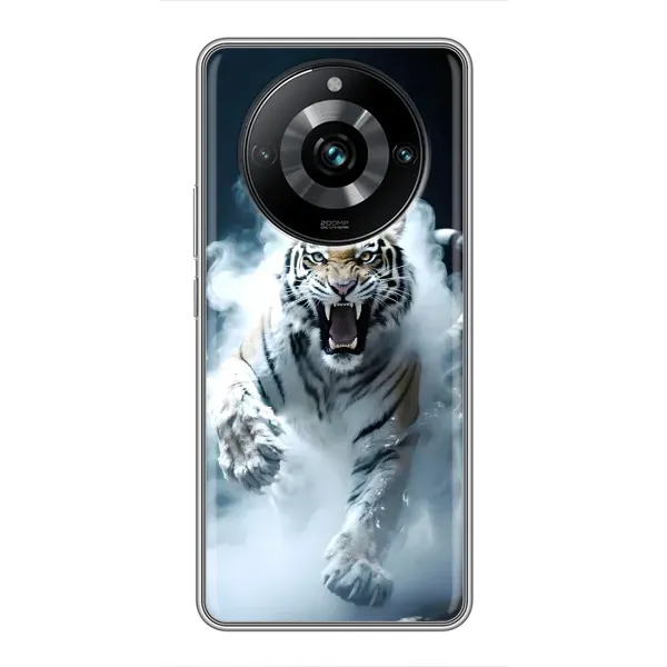 Чохол з принтом «Білий тигр у диму» для Realme 11 Pro Plus
