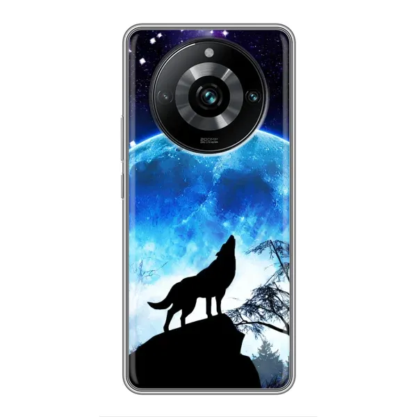 Чехол с принтом «Волк на луну» для Realme 11 Pro Plus