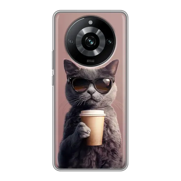 Чехол с принтом «Кот с кофе» для Realme 11 Pro
