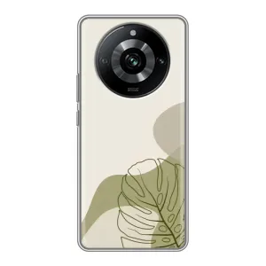 Силиконовый чехол с принтом в цветах на Realme 11 Pro (Зеленая монстера дизайн)