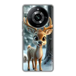 Яркий чехол для Realme 11 Pro с Зимними Оленятами (Олененок в лесу)