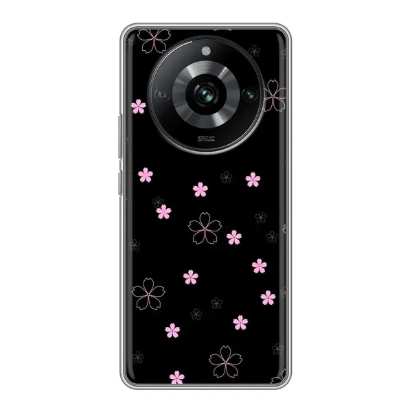 Чехол с принтом «Розовые цветы на черном» для Realme 11 Pro