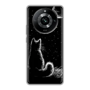 Чехол с принтом для Realme 11 (AlphaPrint) Модные коты (Котик и луна)
