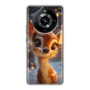 Яскравий чохол для Realme 11 з Зимові Оленята (Оленятко серед гірлянд)