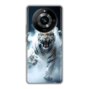 Чохол з картинкою 'Хижаки' для Realme 11 (Білий тигр у диму)