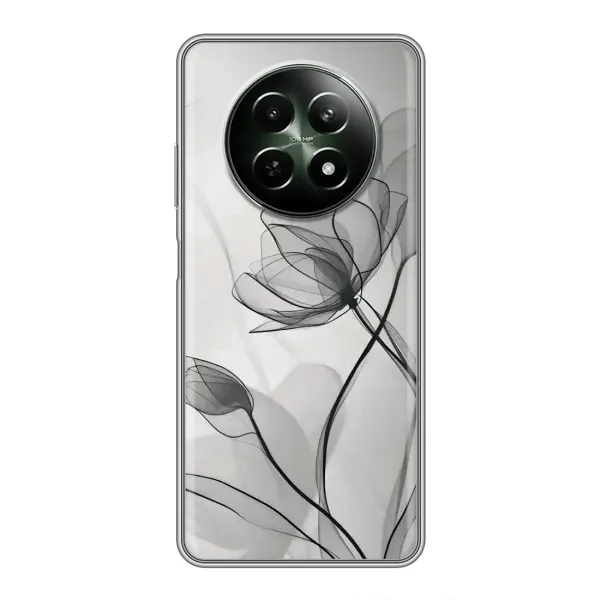Чехол с принтом «Черные цветы» для Realme 12 5G