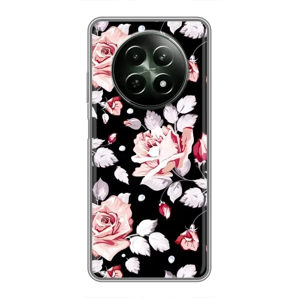 Чехол с принтом «Цветочки на черном» для Realme 12 5G Чехол с принтом «Цветочки на черном» для Realme 12 5G