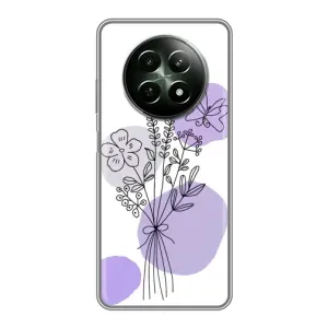 Силконовий чохол з принтом в квітах на RealMe 12 5G (Букет фіолетова абстракція)