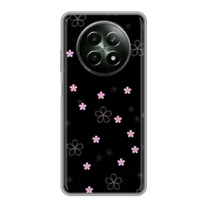 Чохол з розовим принтом для RealMe 12 5G (Рожеві квіти на чорному)