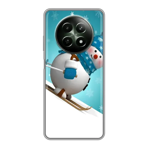 Чехол с принтом «Снеговик на лыжах» для Realme 12 5G