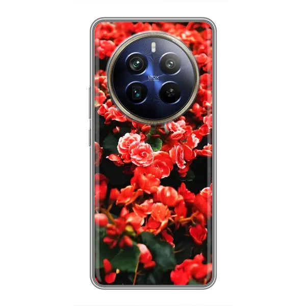 Чохол з принтом «Квіти червоні» для Realme 12 Plus Чохол з принтом «Квіти червоні» для Realme 12 Plus