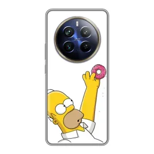 Чехол с Симпсонами для Realme 12 Plus (VPrint) (Гомер с пончиком)
