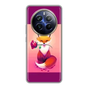 Чехлы с картинкой Лисички для Realme 12 Plus (VPrint) (Лисичка с розочкой)