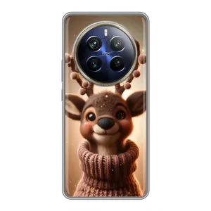 Яскравий чохол для Realme 12 Plus з Зимові Оленята (Олень в светрі)