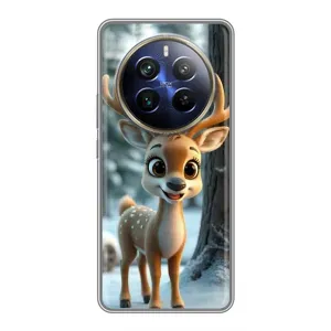 Яскравий чохол для Realme 12 Plus з Зимові Оленята (Оленятко в лісі)