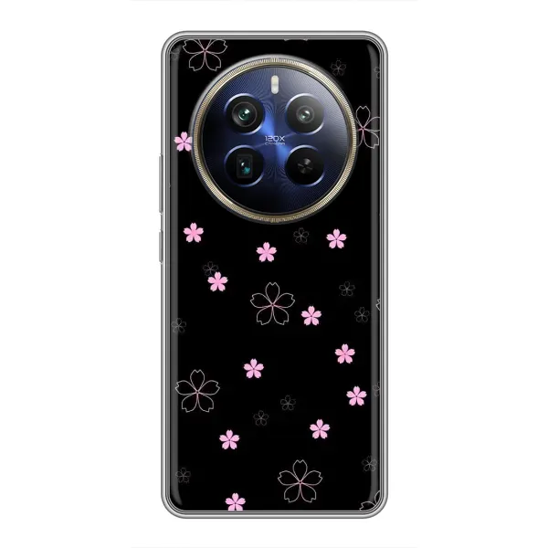 Чехол с принтом «Розовые цветы на черном» для Realme 12 Plus