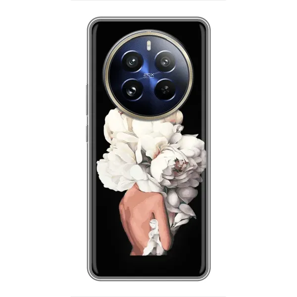 Чохол з принтом «Білі квіти» для Realme 12 Pro Plus