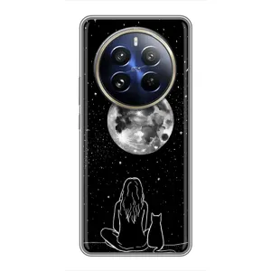 Чехол с рисунком кот на Realme 12 Pro Plus (Девушка с котом)