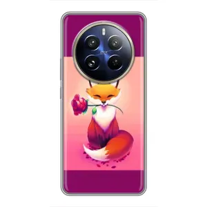 Чехлы с картинкой Лисички для Realme 12 Pro Plus (VPrint) (Лисичка с розочкой)