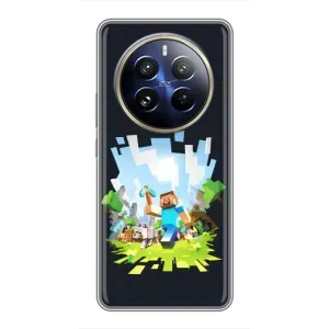Чехол Майнкрафт на Realme 12 Pro Plus (AlphaPrint) Minecraft (персонажи Minecraft)