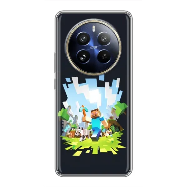 Чохол з принтом «персонажі Minecraft» для Realme 12 Pro Plus