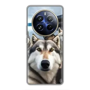 Чехол с Хаски для Realme 12 Pro Plus - (AlphaPrint) (Селфи ХАски)
