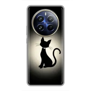Чехол с принтом для Realme 12 Pro Plus (AlphaPrint) Модные коты (Силуэт котика)