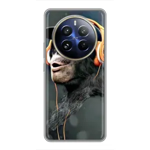 Чехол с Обезьянами Realme 12 Pro Plus - (AlphaPrint) (В наушниках)