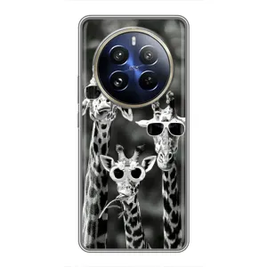 Силиконовый чехол с КАРТИНКАМИ лето для Realme 12 Pro Plus (AlphaPrint) (Жирафы в очках)