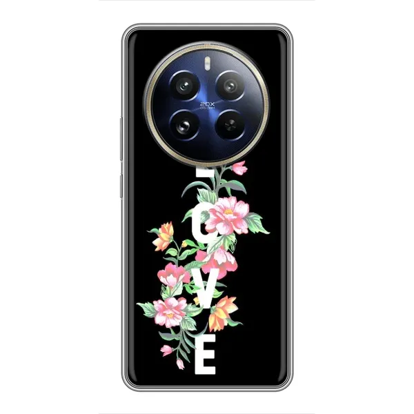 Чехол с принтом «Цветы LOVE» для Realme 12 Pro