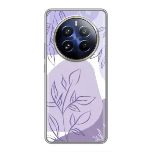 Силиконовый чехол с принтом в цветах на Realme 12 Pro (Фиолетовые листья абстракция)