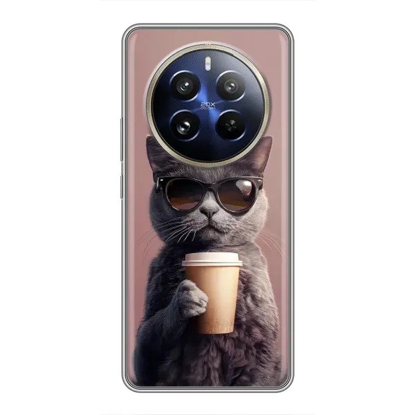 Чехол с принтом «Кот с кофе» для Realme 12 Pro