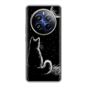 Чехол с принтом для Realme 12 Pro (AlphaPrint) Модные коты (Котик и луна)