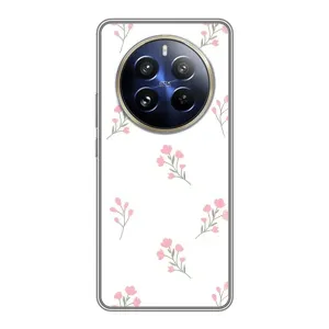 Чехол с розовым рисунком для Realme 12 Pro (Розовые цветы)